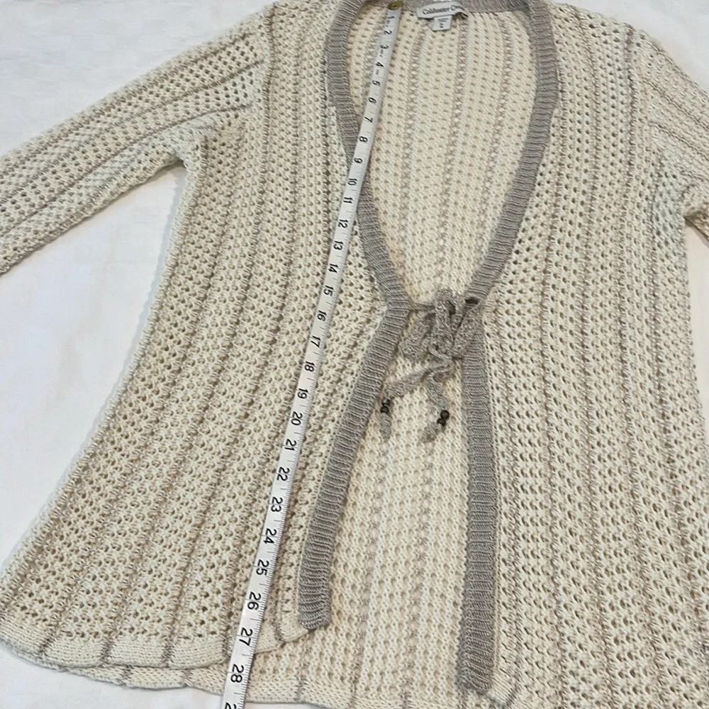 Coldwater Creek | crochet knit tie front cardigan sweater sz L/XL